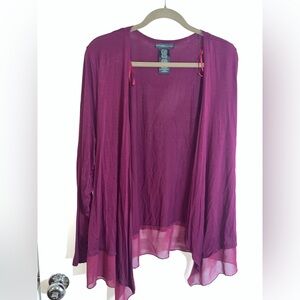 Design History Deep Maroon Sheer Chiffon Trim Detailing Waterfall Cardigan XXL